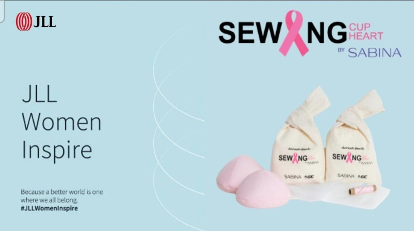 บริษัท โจนส์ แลง ลาซาลล์ (ประเทศไทย) จำกัด หรือ JLL Thailand ร่วมเย็บเต้านมเทียมกับ Sabina Sewing Cup Sewing Heart “เย็บเต้ารวมใจ สู้ภัยมะเร็งเต้านม” ปีที่ 17